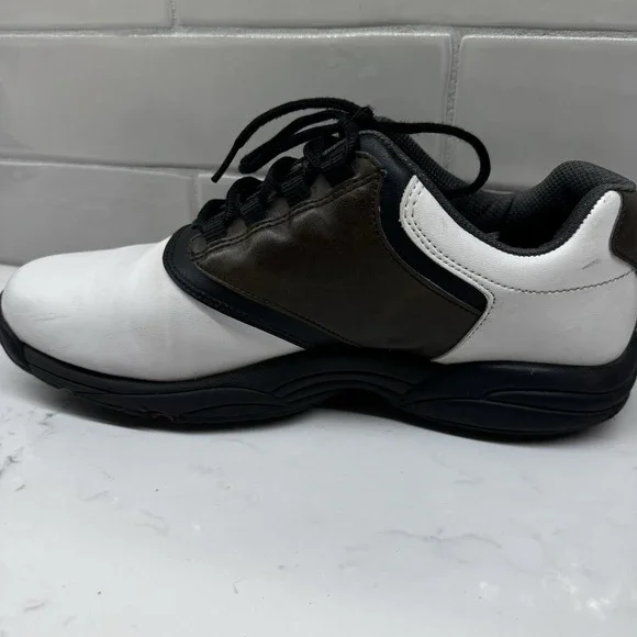 Footjoy Greenjoys Mens‎ 10.5 M Golf Shoes White Brown Saddle - Picture 8 of 15